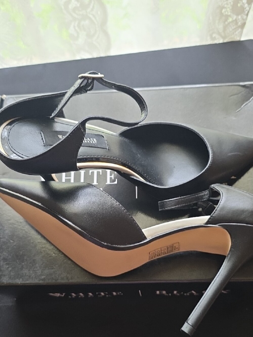 Ankle Strap Black Pointed-Toe Stiletto Heels